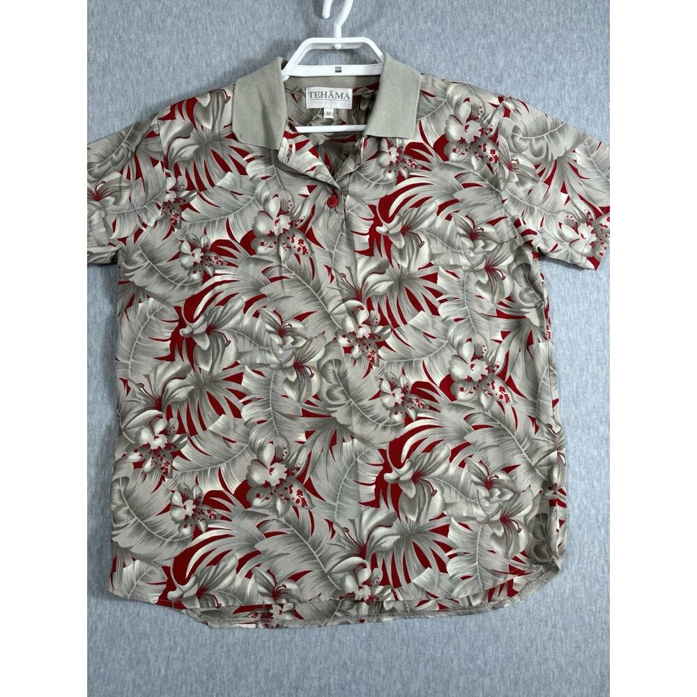 Vintage Tehama Top Size M Muliticolor Floral Short Sleeve‎ Hawaiian
